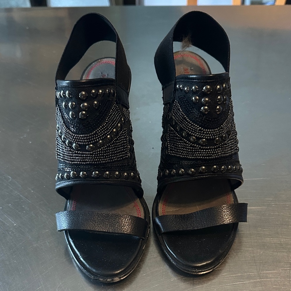 Miss Sixty stud bead embellished heeled sandals 37.5